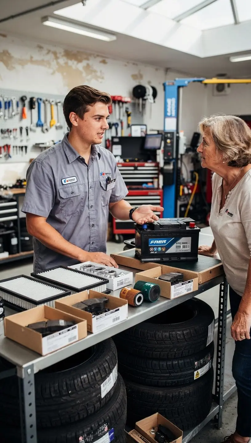 Professionelles Team bei der Montage eines Motors in einer integrierten Serviceanlage